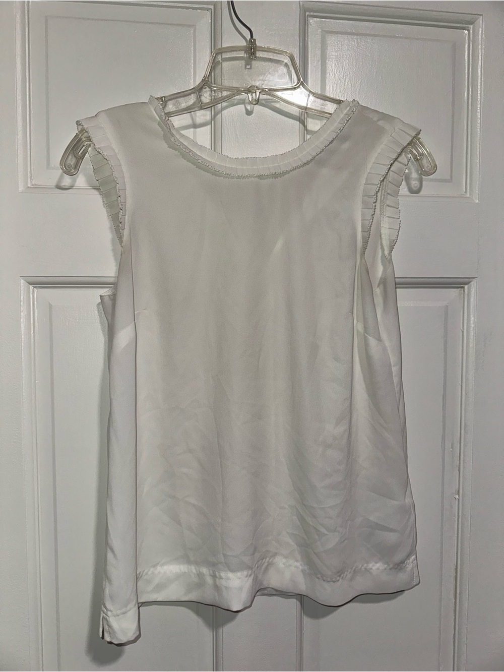 J. Crew White Ruffle-Trim Sleeveless Camisole